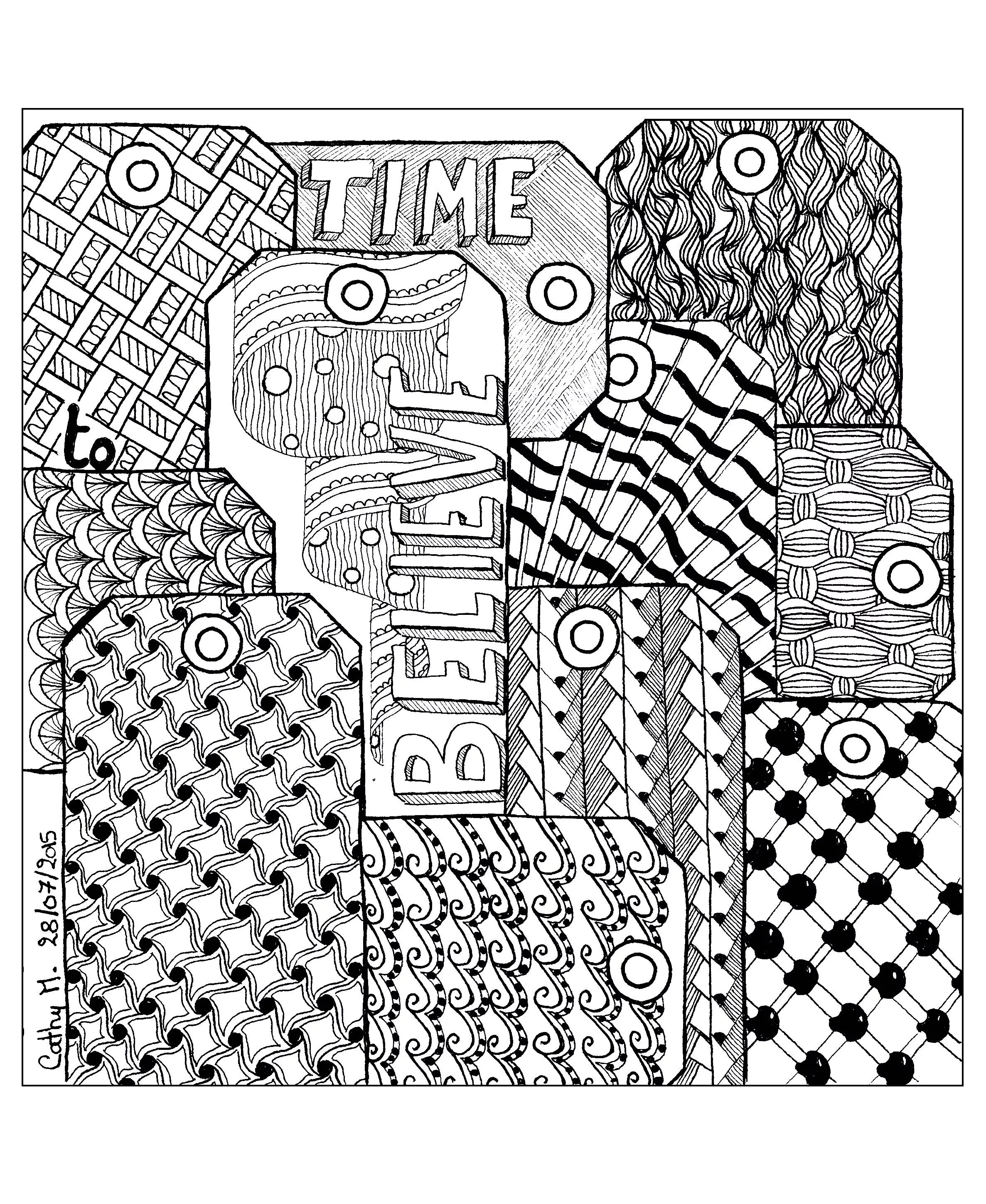 Cathym -9 (Printable Anti-stress / Zen Coloring Page for adults)