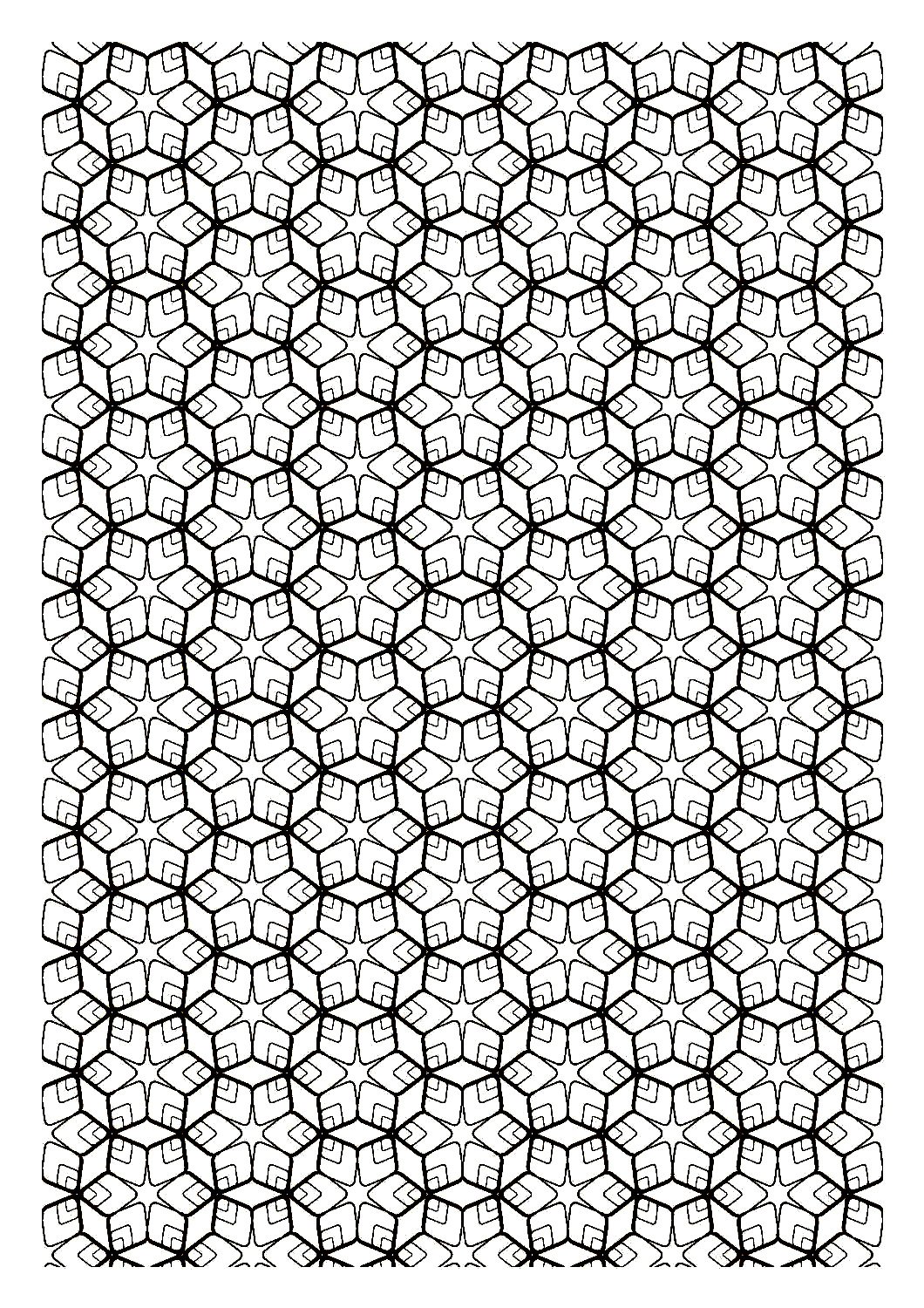 Numerous and geometric hexagons to color individually