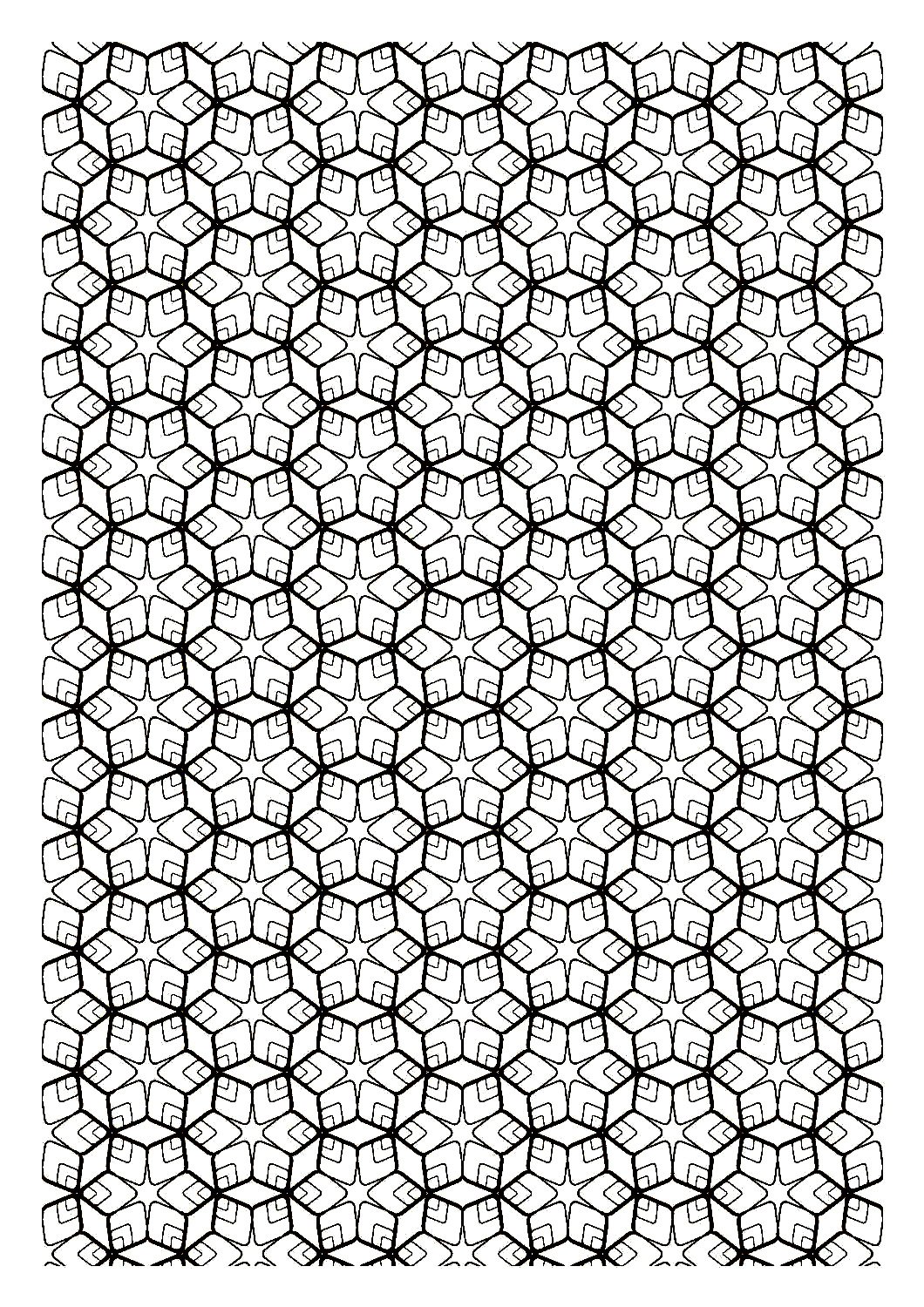 Numerous and geometric hexagons to color individually