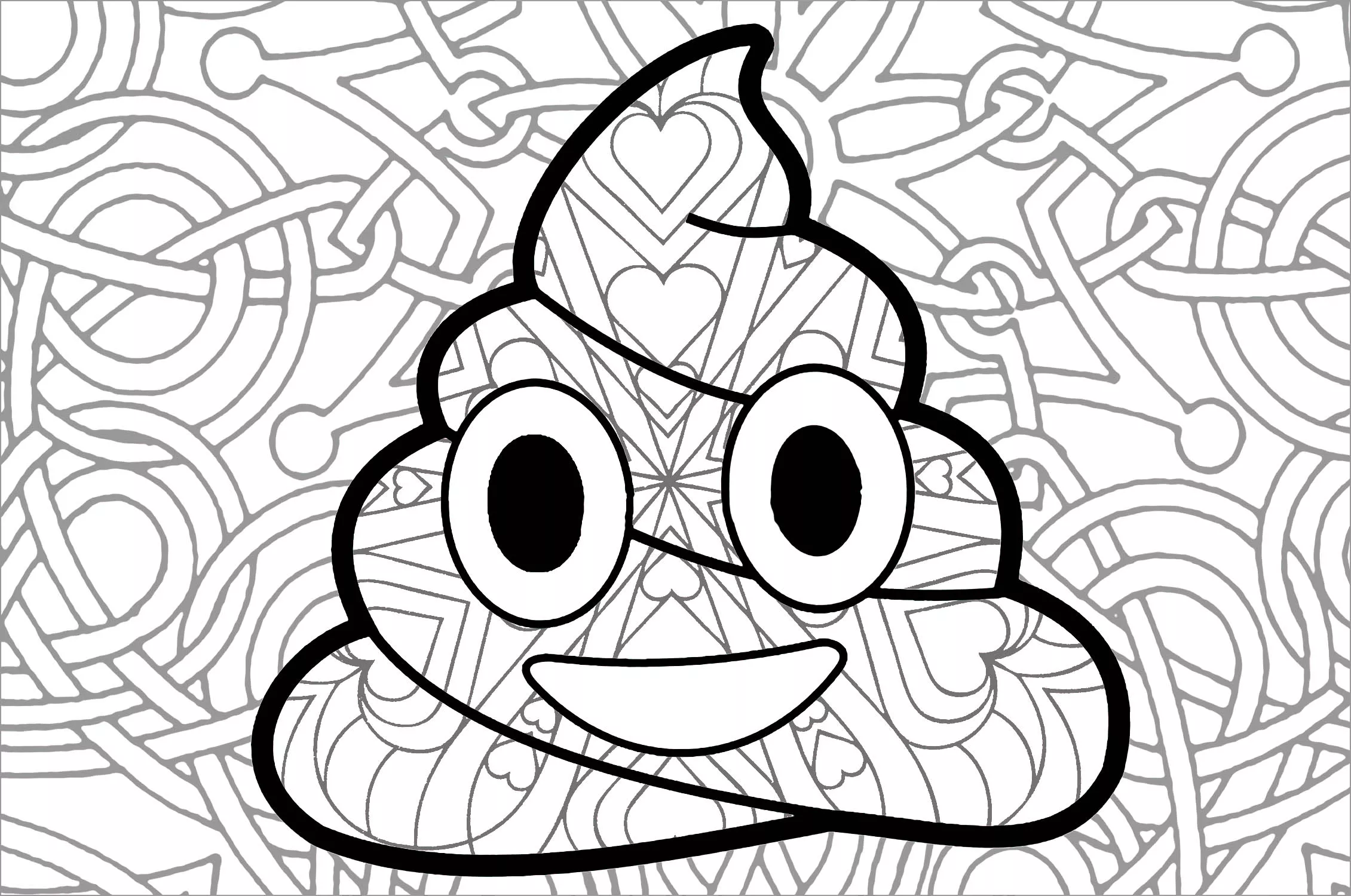 Poop Emoji (Printable Anti-stress / Zen Coloring Page for adults)