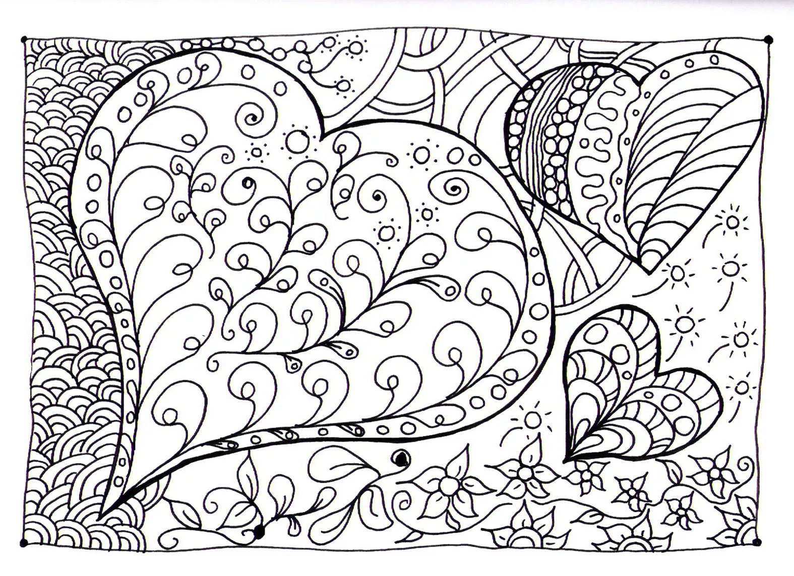 Heart zen (Printable Anti-stress / Zen Coloring Page for adults)