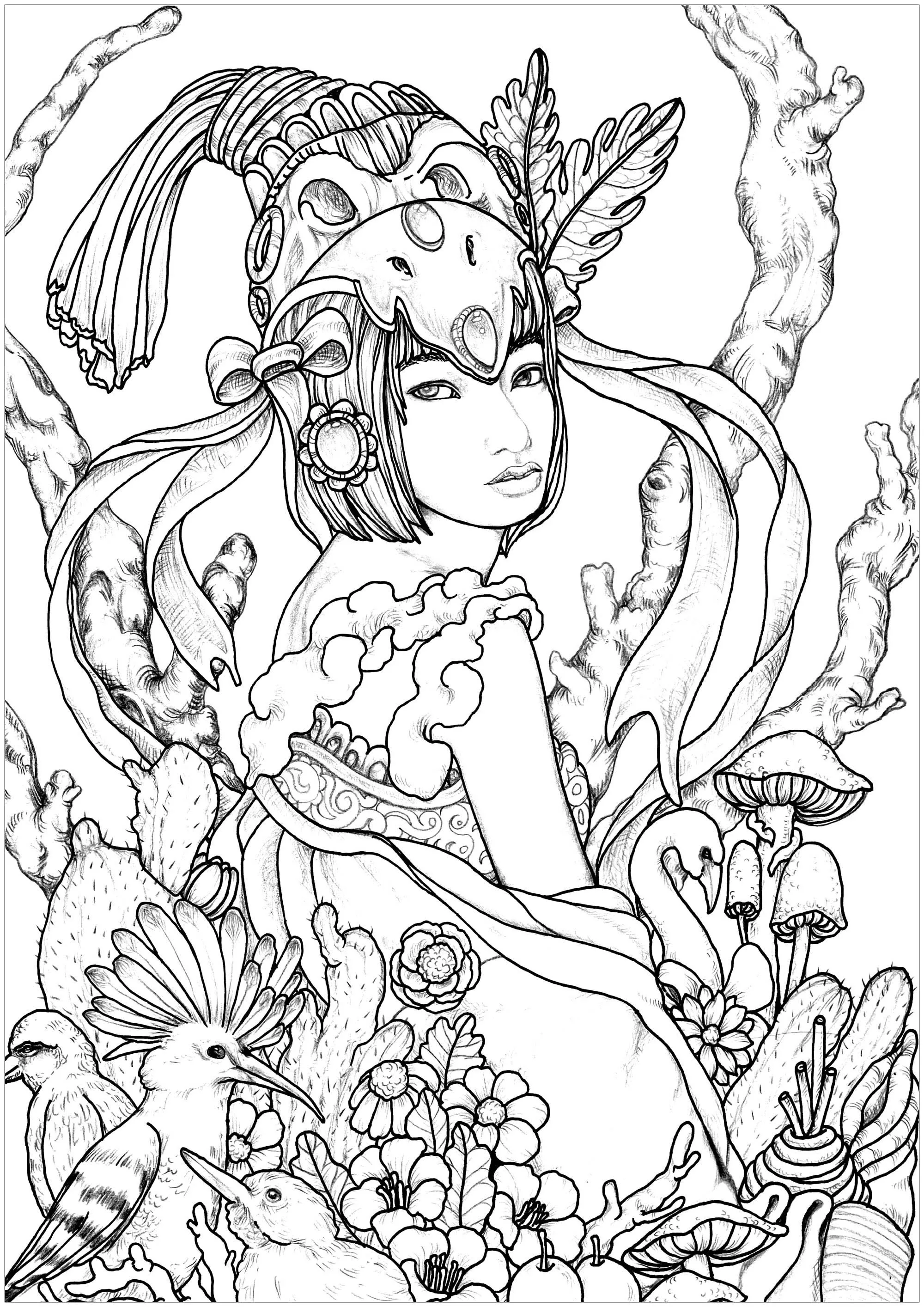 Imahination - 2 (Printable Anti-stress / Zen Coloring Page for adults)