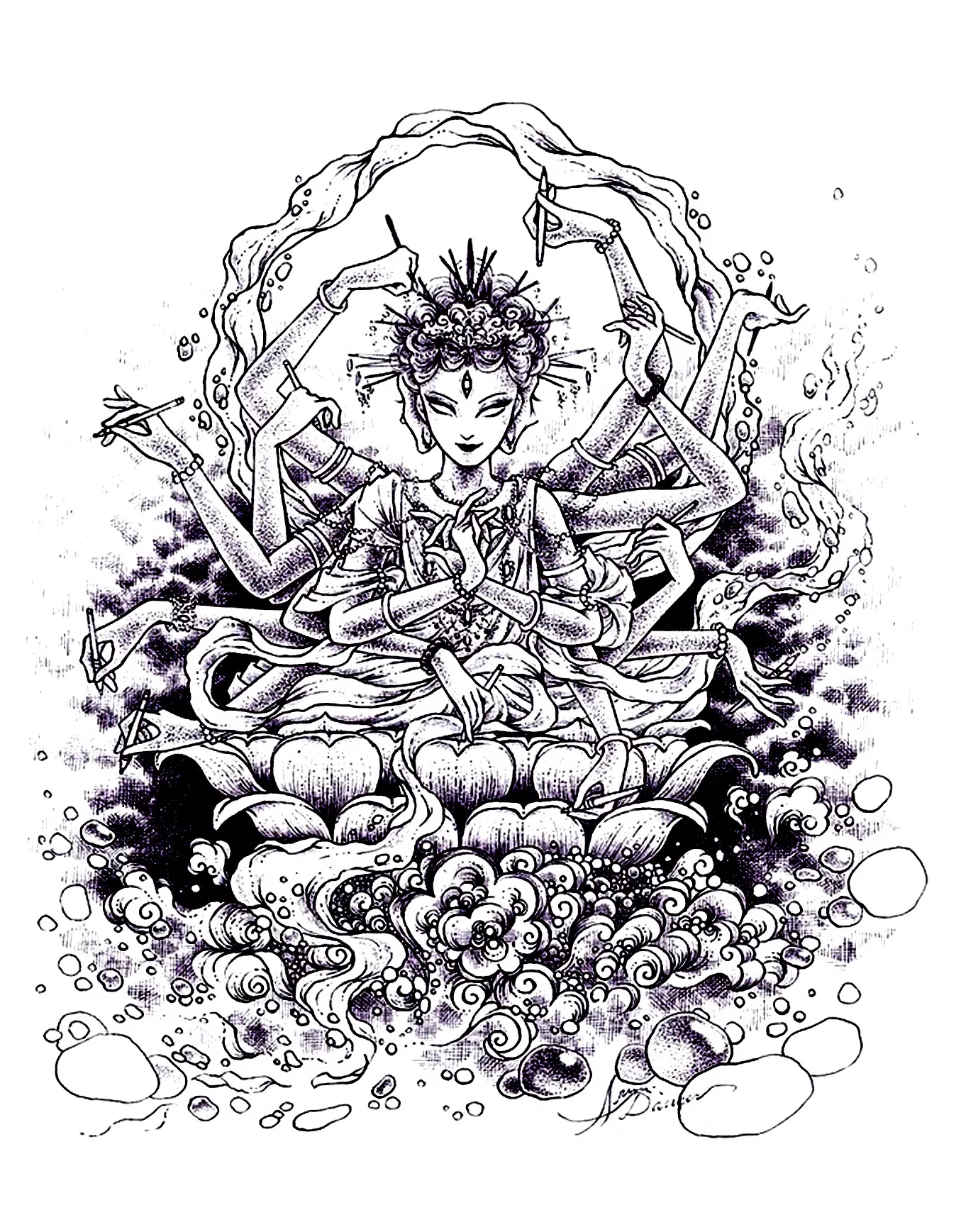 India drawing (Printable Anti-stress / Zen Coloring Page for adults)