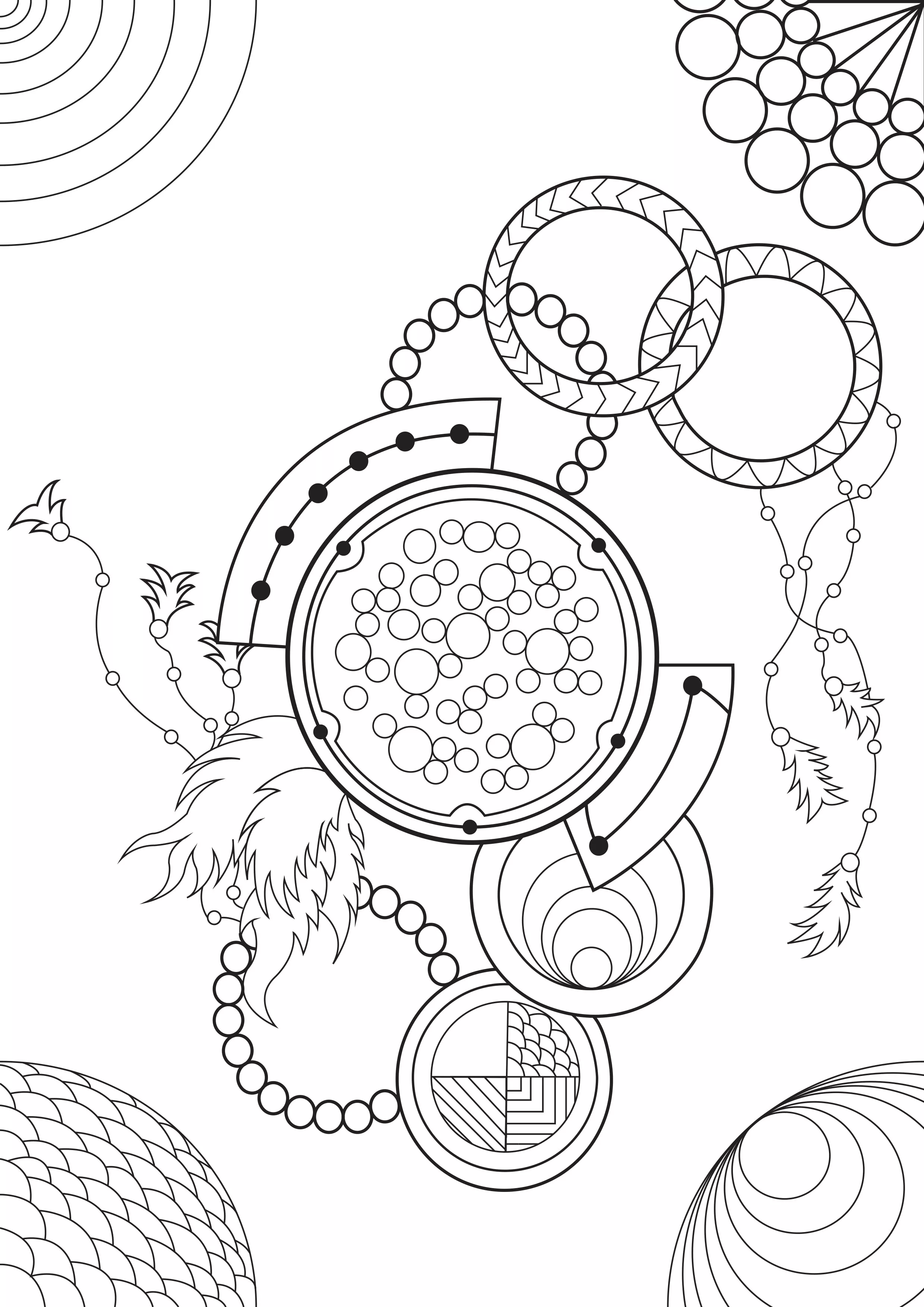 Mix between Mandalas & Dreamcatcher (Printable Anti-stress / Zen Coloring Page for adults)