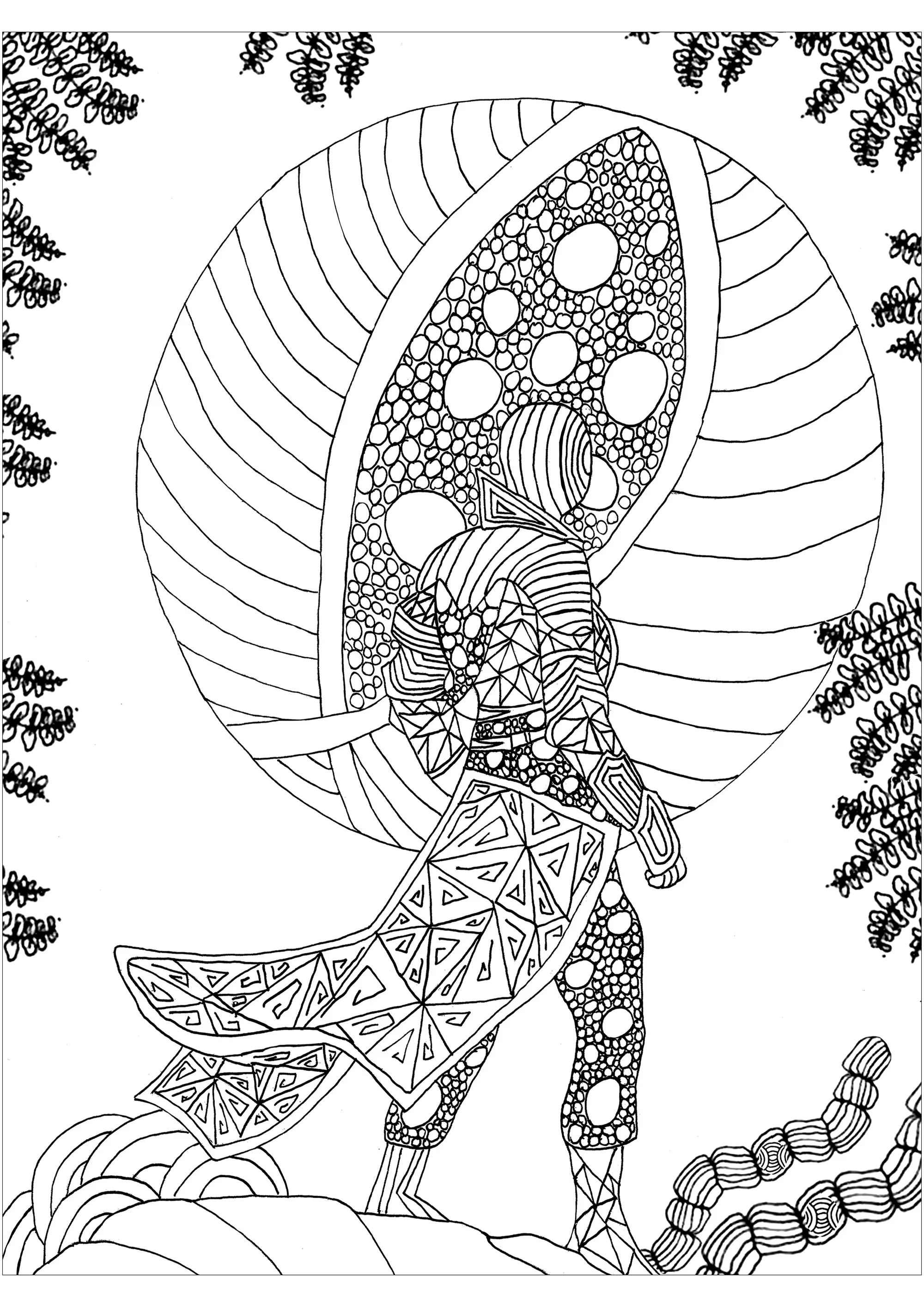 New world discovery (Printable Anti-stress / Zen Coloring Page for adults)