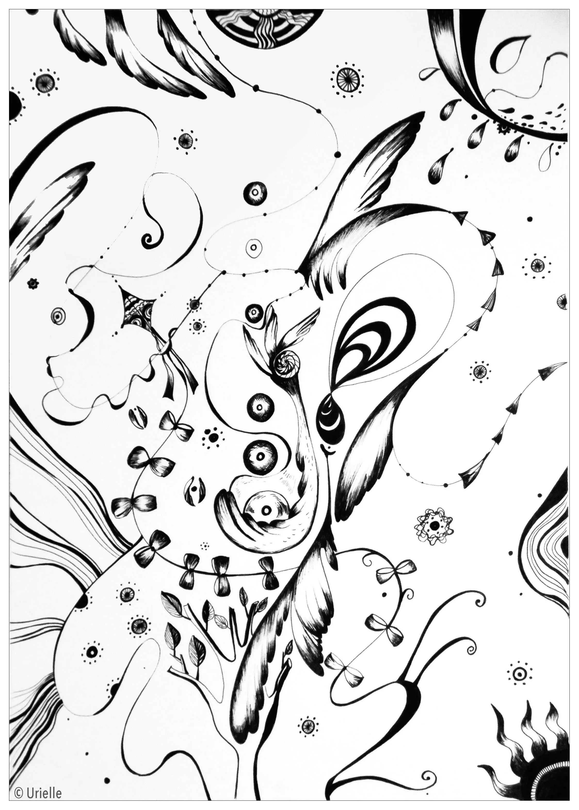 Angels (Printable Anti-stress / Zen Coloring Page for adults)