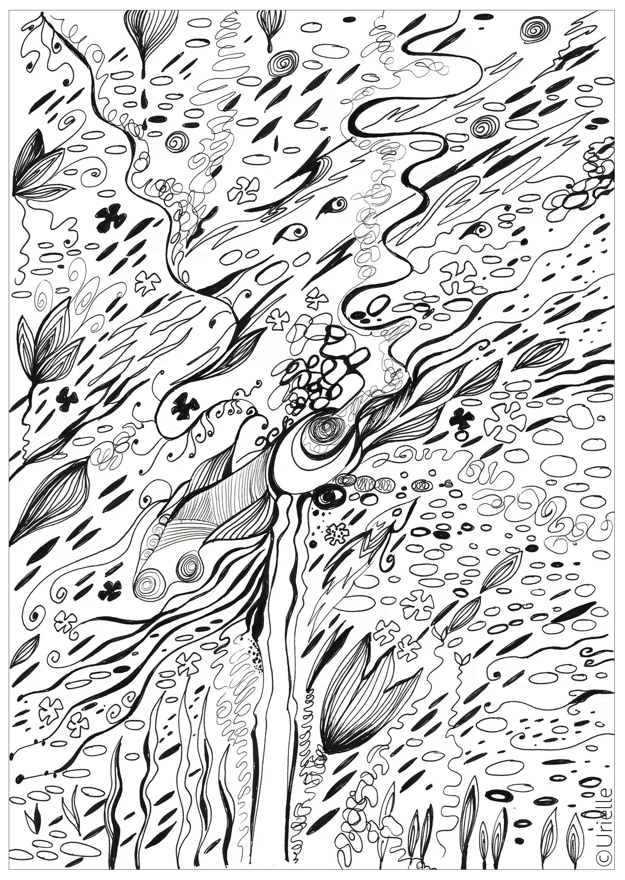 Flow (Printable Anti-stress / Zen Coloring Page for adults)