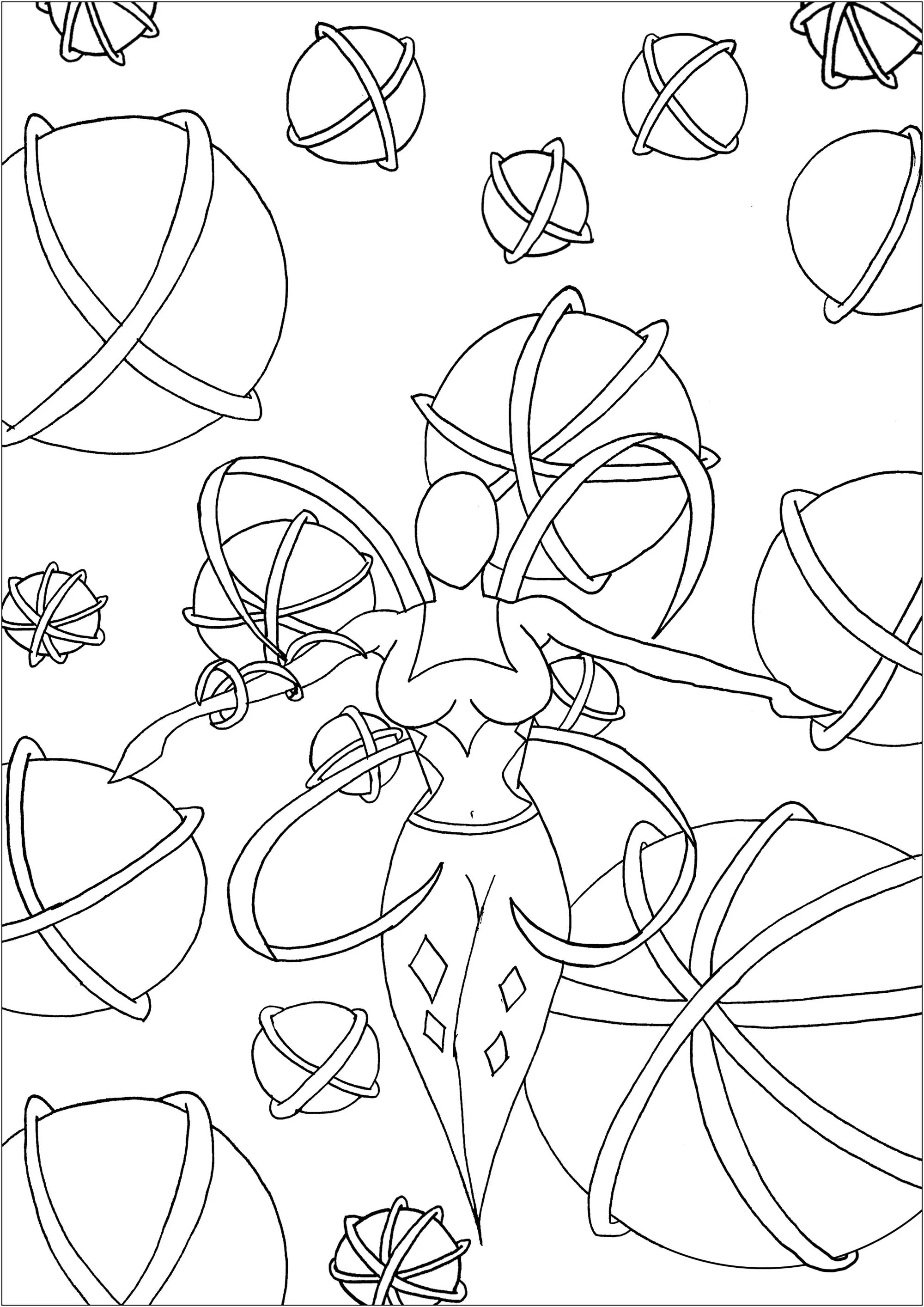Space girl (Printable Anti-stress / Zen Coloring Page for adults)