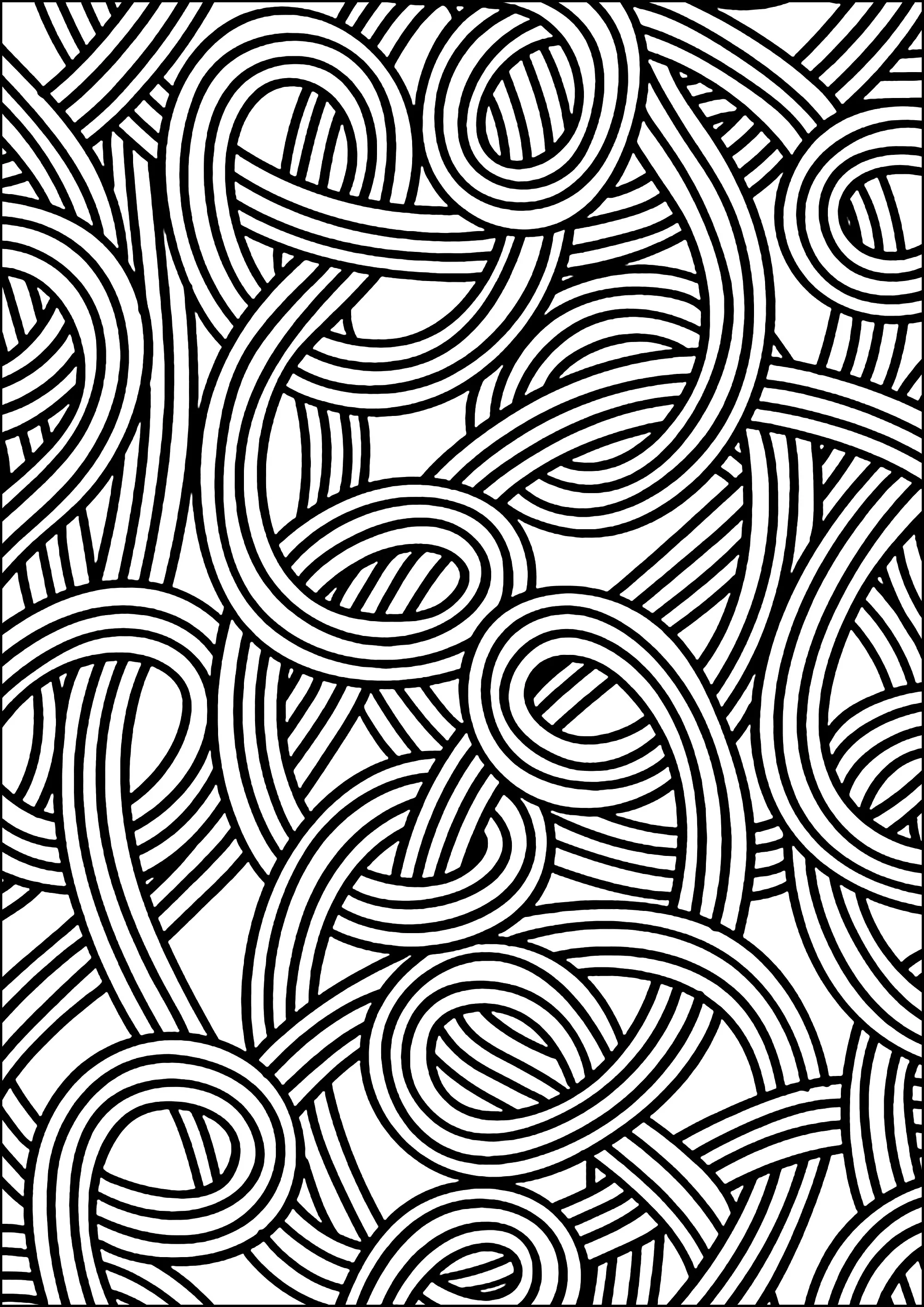 Tangled sinuous lines (Printable Anti-stress / Zen Coloring Page for adults)
