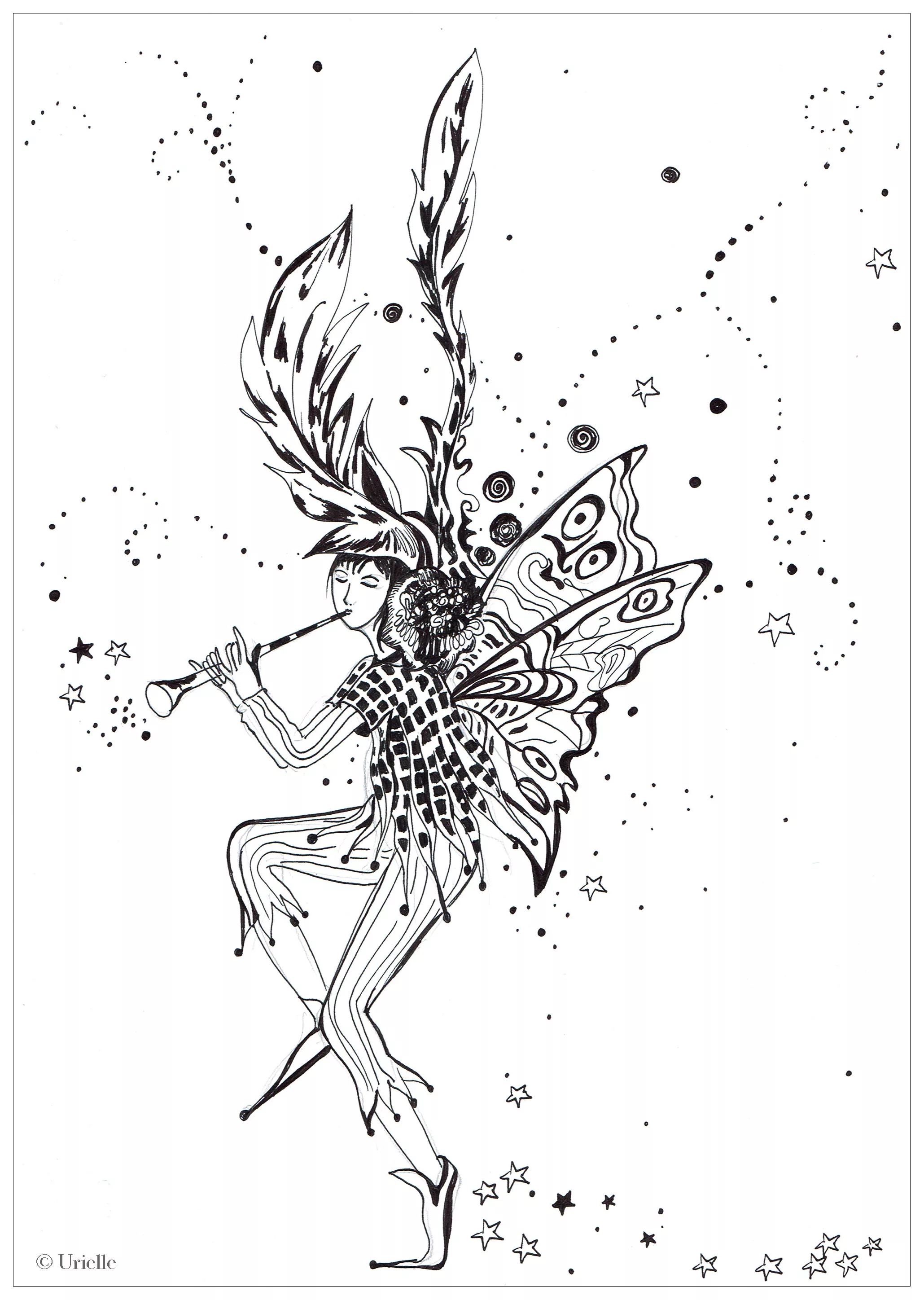 Announcing winter (Printable Anti-stress / Zen Coloring Page for adults)