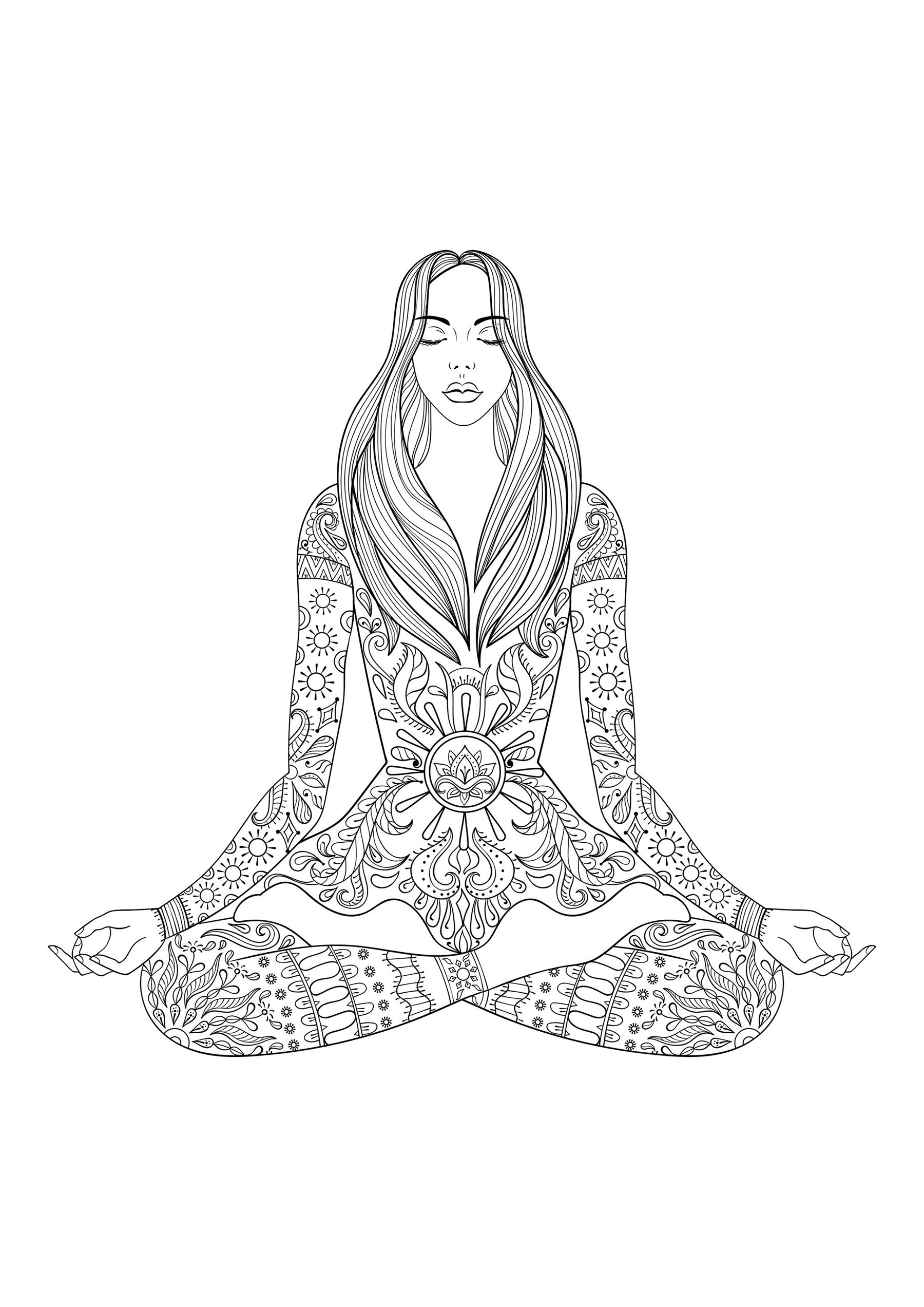 Meditation : Woman sitting in lotus pose, Artist : Ipanki   Source : 123rf