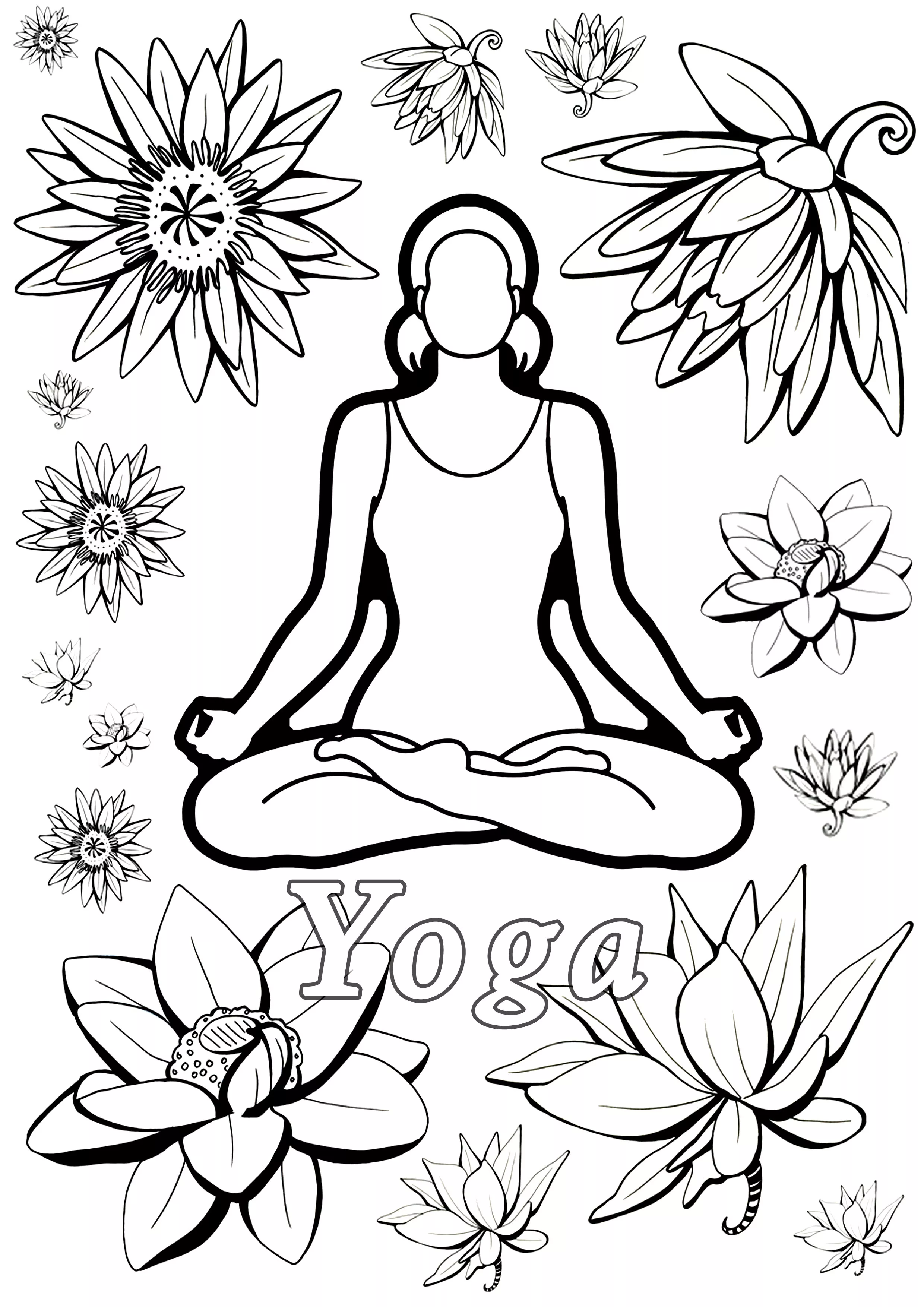 Keep calm and do Yoga ! (Printable Anti-stress / Zen Coloring Page for adults)