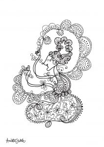 Coloring adult javanese doll 4