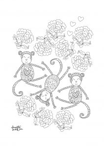 Coloring adult year of the monkey 2