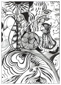 Coloring page adult reflection of love urielle