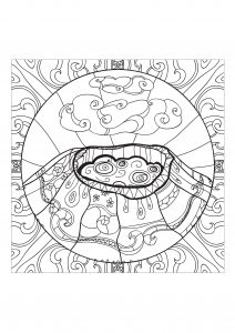 Coloring page adults volcano 1
