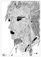 A woman with a mysterious face (Anti-stress / Zen Coloring Page)
