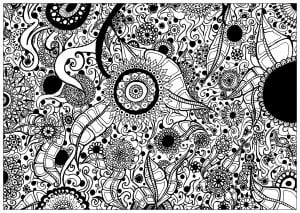 Wallpaper to color with flowers (Anti-stress / Zen Coloring Page)