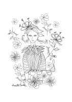 coloring-adult-flowers-girl-2 (Anti-stress / Zen Coloring Page)