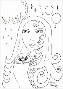 Lunar woman and owl