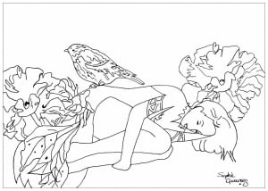 Coloring adult sleeping beauty