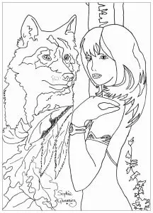 Woman with wolf