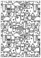 coloring-adult-zen-anti-stress-to-print-little-robots (Anti-stress / Zen Coloring Page)