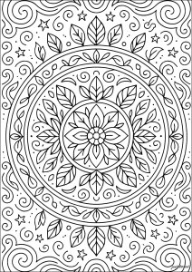 Geometric and Organic Mandala (Anti-stress / Zen Coloring Page)