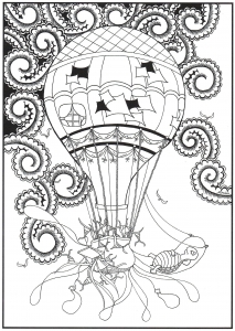 Superb hot air balloon (Anti-stress / Zen Coloring Page)
