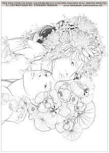 Faces and a crown of flowers