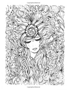 coloring-flower-face-woman (Anti-stress / Zen Coloring Page)
