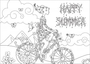 Happy Summer (Anti-stress / Zen Coloring Page)