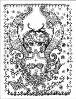 Coloring page butterfly girl by deborah muller