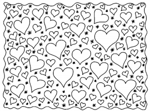 Simple coloring page with cute hearts