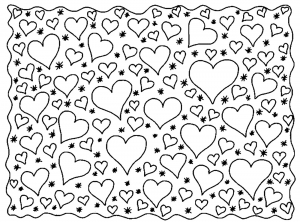 Pretty hearts to color (Anti-stress / Zen Coloring Page)