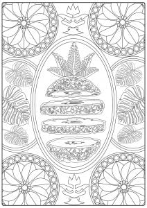 Chopped pineapple and Mandalas (Anti-stress / Zen Coloring Page)