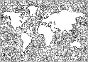 Planet with Flowers (Anti-stress / Zen Coloring Page)