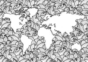 Planet with Waves - 1 (Anti-stress / Zen Coloring Page)