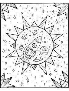 Printable Planet complex coloring sheets for adults