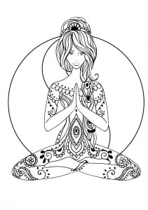 Yoga and Yin & Yang (Anti-stress / Zen Coloring Page)