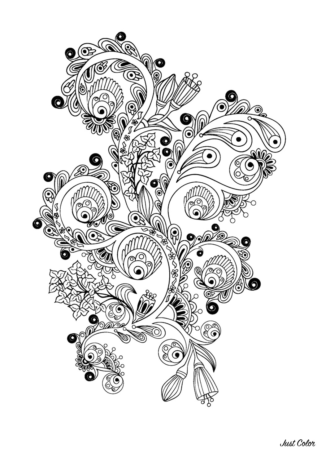 Zen & Anti-stress Coloring page : Abstract pattern inspired by flowers : n°8