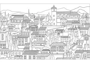 Vieux Lyon  (Lyon, France), seen from Fourvière hill