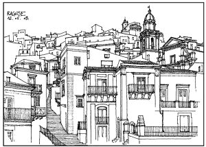 Coloring architecture village in italy