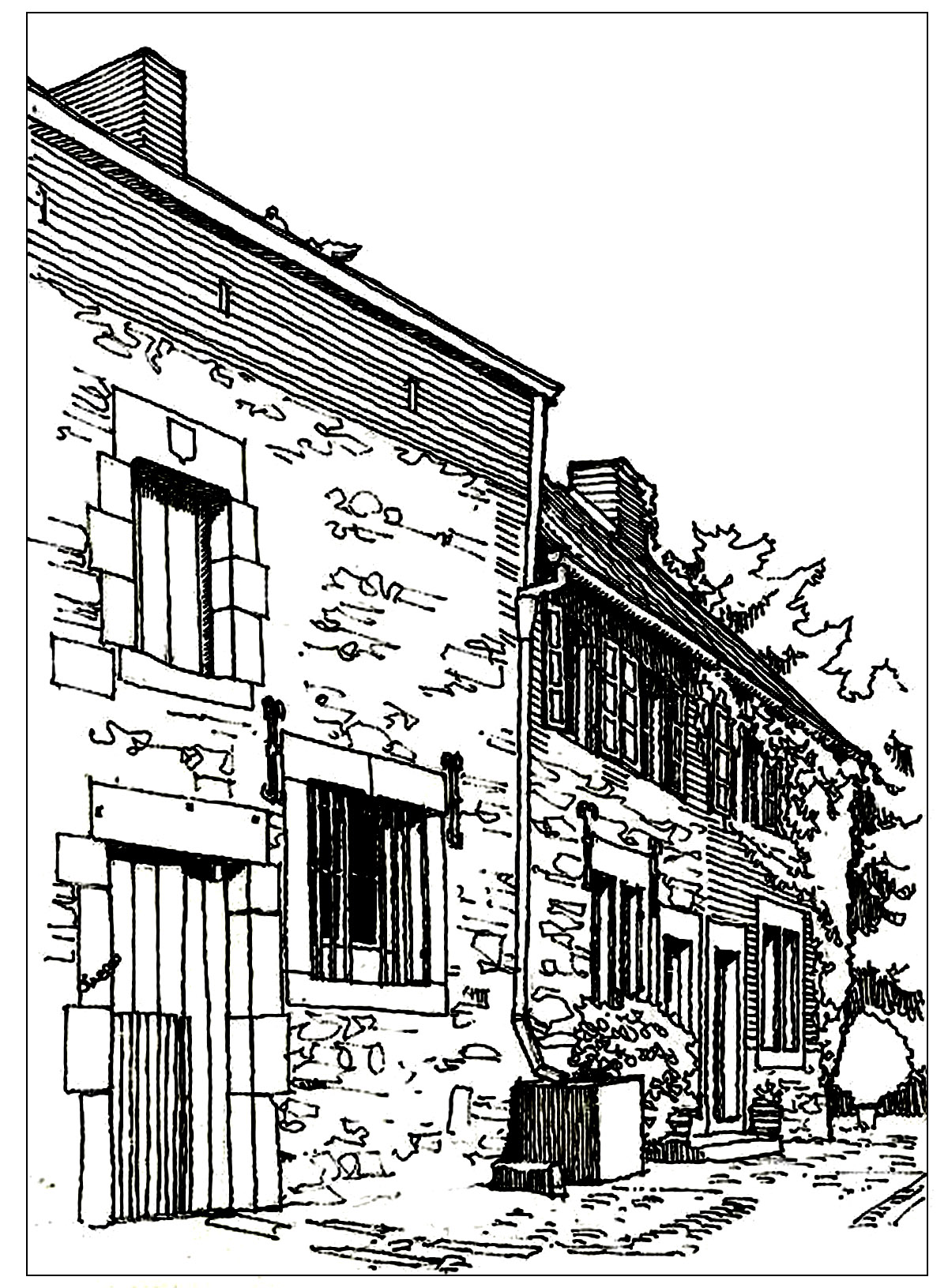 Coloring page of Typical houses in France