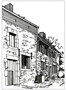 Coloring architecture typical houses in france
