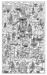 Vertical city (Architecture, countries and cities Coloring Page)