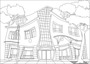 Krzywy Domek (The Twisted House), Sopot, Poland (Architecture, countries and cities Coloring Page)