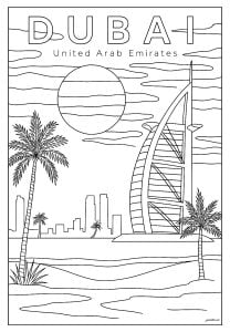 Dubai, United Arab Emirates (Architecture, countries and cities Coloring Page)