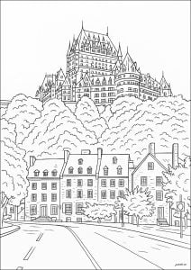 Chateau Frontenac, Quebec City (Canada) (Architecture, countries and cities Coloring Page)