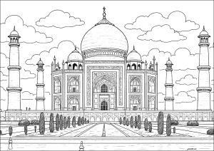 The Taj Mahal (Architecture, countries and cities Coloring Page)